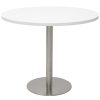 Elite Round Meeting Table, White Table Top, Stainless Steel Table Base