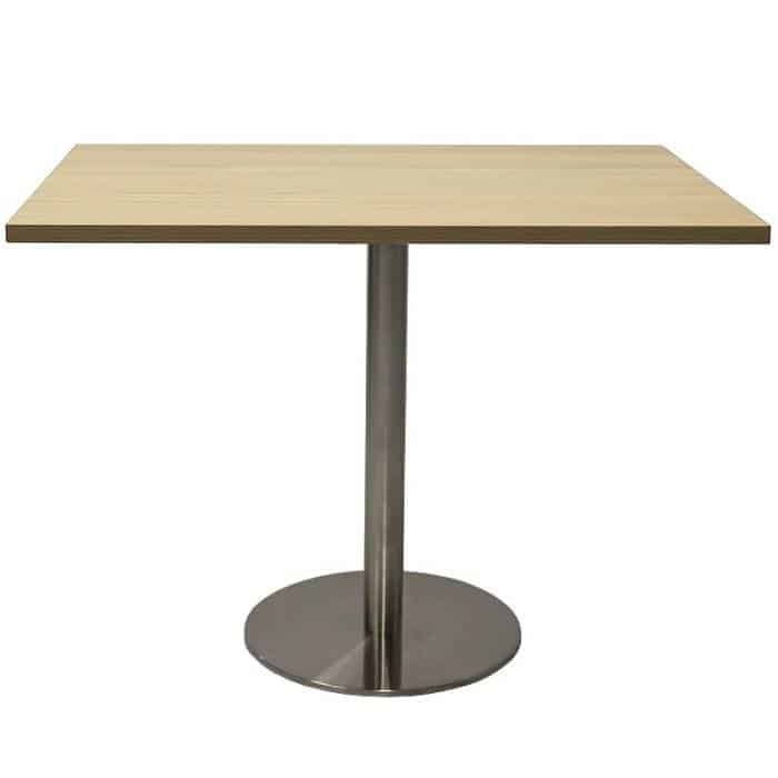 Elite Square Meeting Table, Natural Oak Table Top, Stainless Steel Table Base