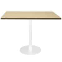 Elite Square Meeting Table, Natural Oak Table Top, White Table Base