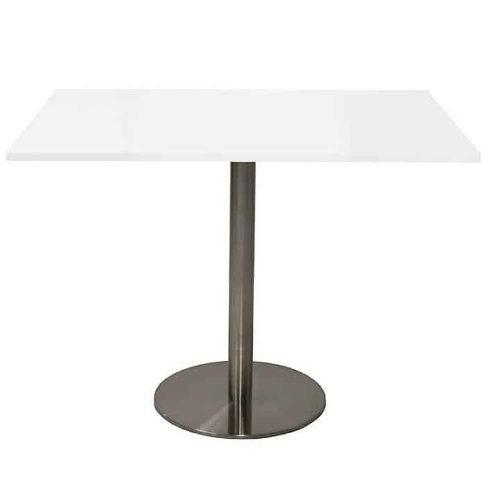 Elite Square Meeting Table, Natural White Table Top, Stainless Steel Table Base
