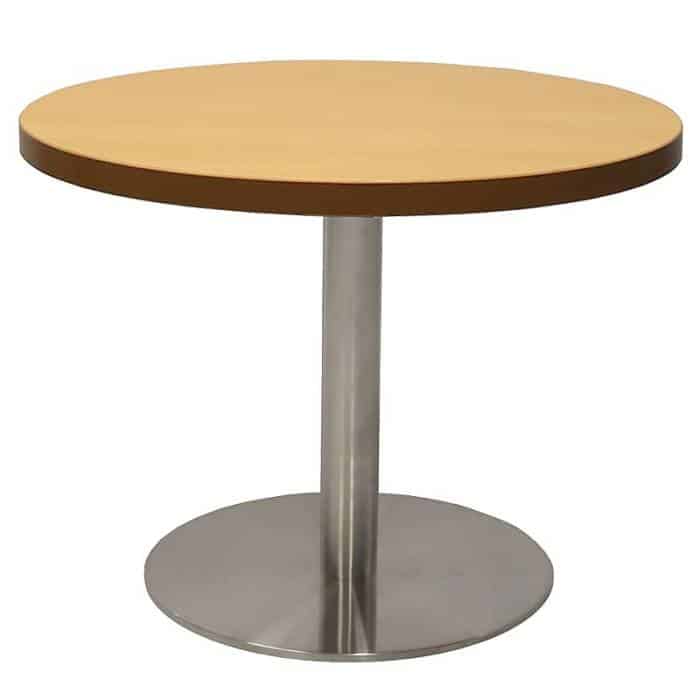 Stacey Round Coffee Table, Beech Table Top, Stainless Steel Table Base