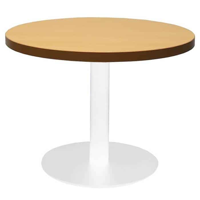 Stacey Round Coffee Table, Beech Table Top, White Table Base