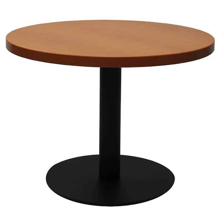 Stacey Round Coffee Table, Cherry Table Top, Black Table Base