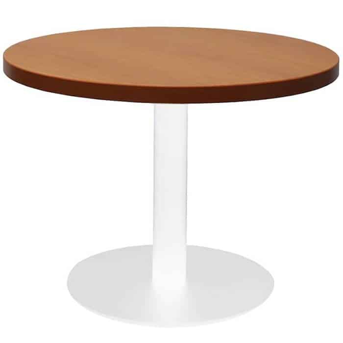 Stacey Round Coffee Table, Cherry Table Top, White Table Base