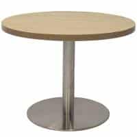 Stacey Round Coffee Table, Natural Oak Table Top, Stainless Steel Table Base