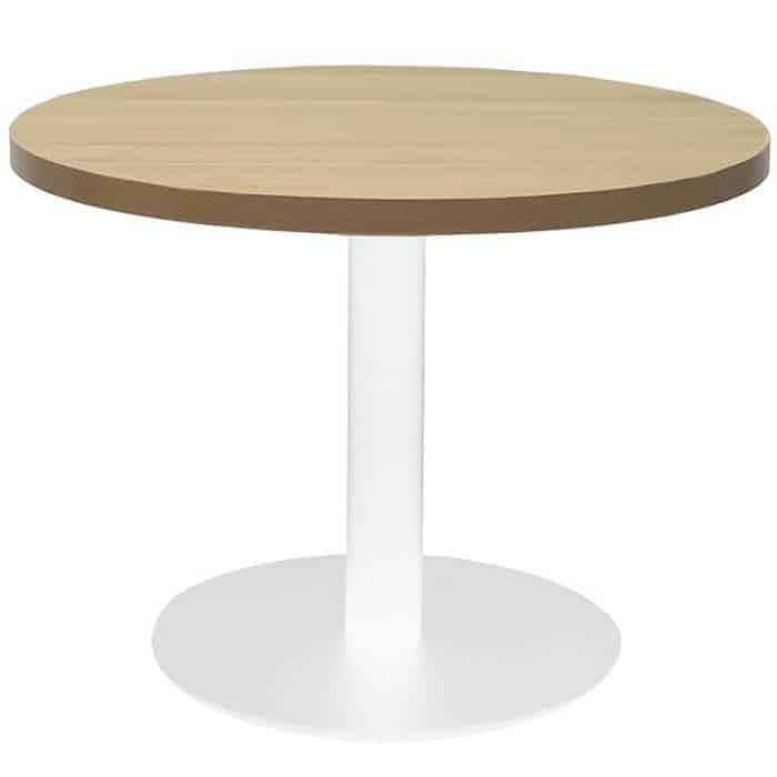 Stacey Round Coffee Table, Natural Oak Table Top, White Table Base