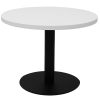 Stacey Round Coffee Table, Natural White Table Top, Black Table Base