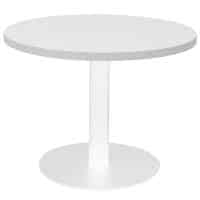Stacey Round Coffee Table, Natural White Table Top, White Table Base
