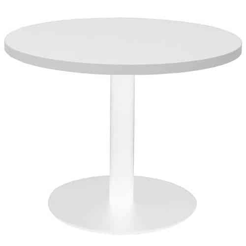 Stacey Round Coffee Table, Natural White Table Top, White Table Base