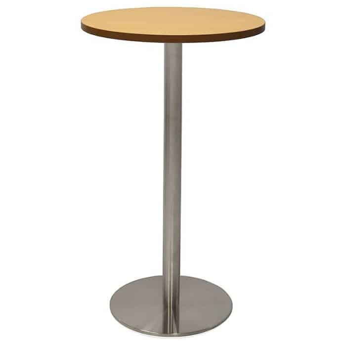 Stacey Round High Table, Beech Table Top, Stainless Steel Table Base