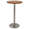 Stacey Round High Table, Cherry Table Top, Stainless Steel Table Base
