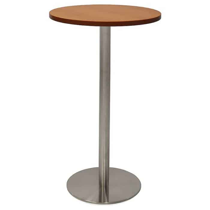 Stacey Round High Table, Cherry Table Top, Stainless Steel Table Base