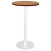 Stacey Round High Table, Cherry Table Top, White Table Base