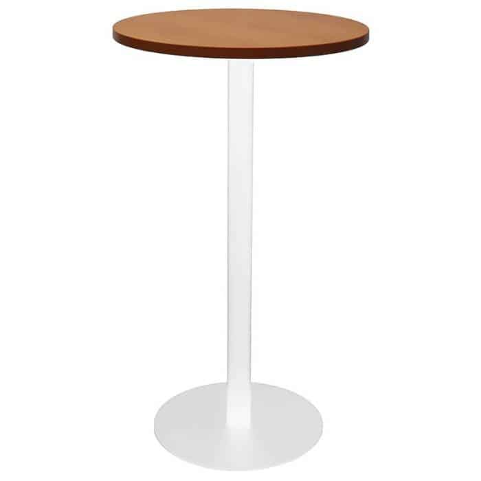 Stacey Round High Table, Cherry Table Top, White Table Base