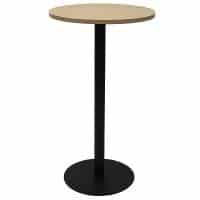 Stacey Round High Table, Natural Oak Table Top, Black Table Base