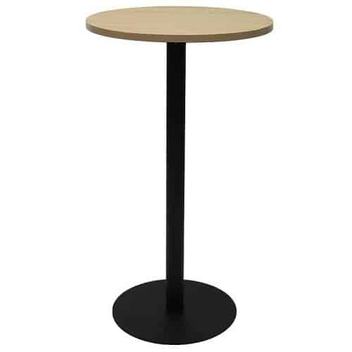 Stacey Round High Table, Natural Oak Table Top, Black Table Base