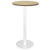 Stacey Round High Table, Natural Oak Table Top, White Table Base