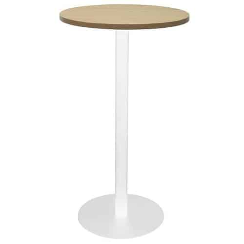 Stacey Round High Table, Natural Oak Table Top, White Table Base