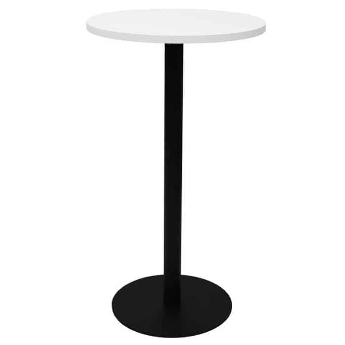 Stacey Round High Table, Natural White Table Top, Black Table Base