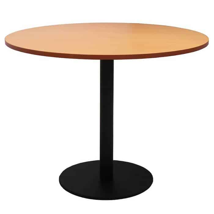 Stacey Round Meeting Table, Beech Table Top, Black Table Base