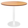 Stacey Round Meeting Table, Beech Table Top, White Table Base