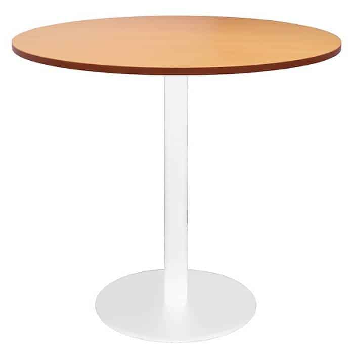 Stacey Round Meeting Table, Beech Table Top, White Table Base