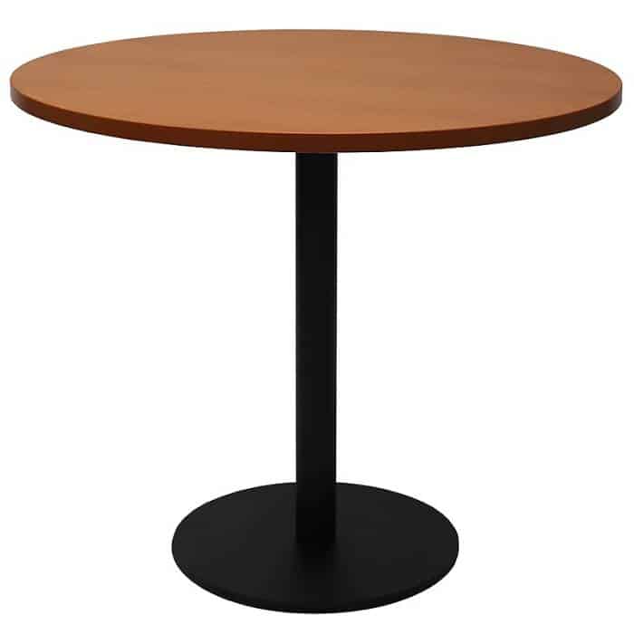 Stacey Round Meeting Table, Cherry Table Top, Black Table Base