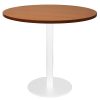 Stacey Round Meeting Table, Cherry Table Top, White Table Base