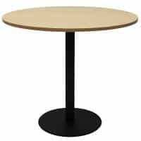 Stacey Round Meeting Table, Natural Oak Table Top, Black Table Base