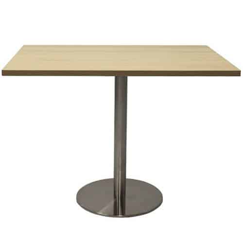 Stacey Square Meeting Table, Natural Oak Table Top, Stainless Steel Table Base