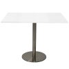 Stacey Square Meeting Table, Natural White Table Top, Stainless Steel Table Base