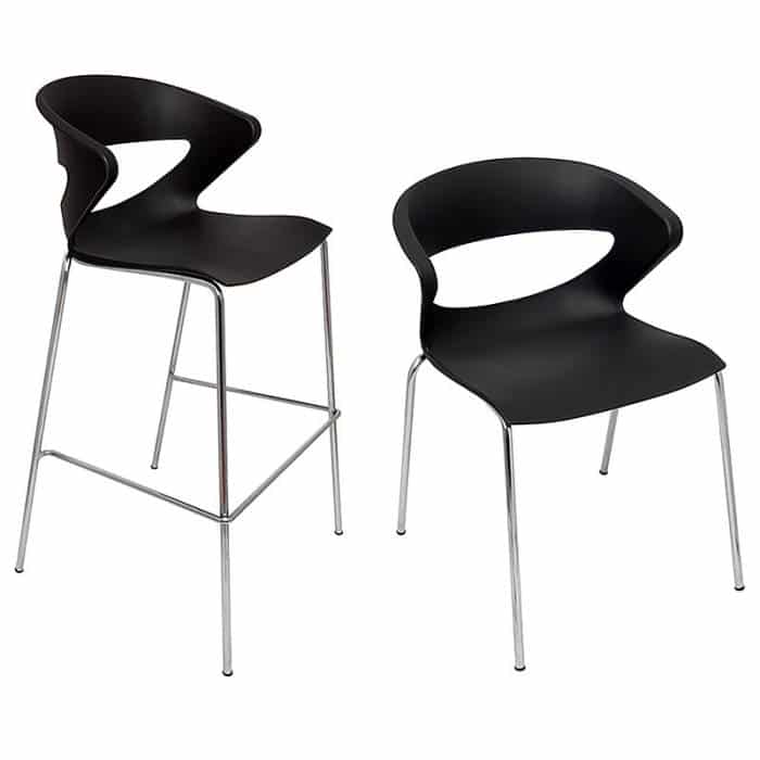 Angela Bar Stool and Chair, Black