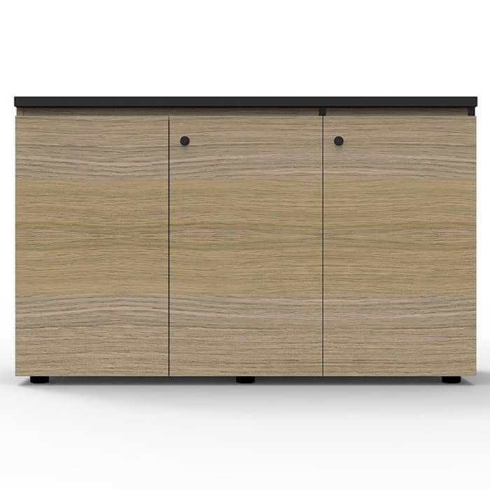 Elite (3) Hinged Door Credenza, Natural Oak