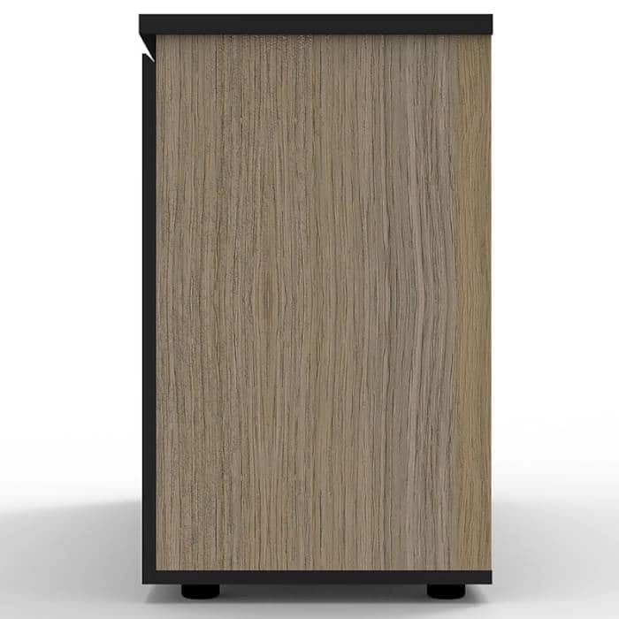 Elite Hinged Door Credenza, Natural Oak, End View