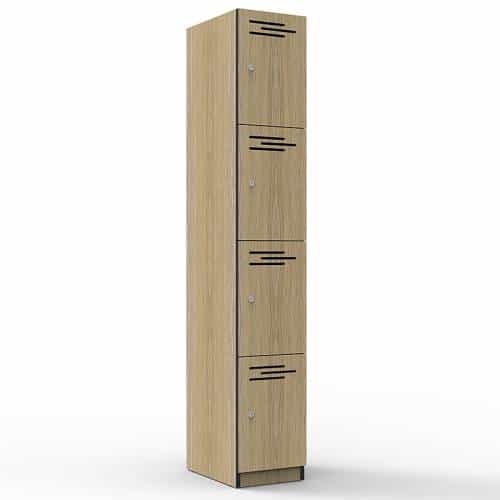 Elite Melamine Four Door Locker, Natural Oak