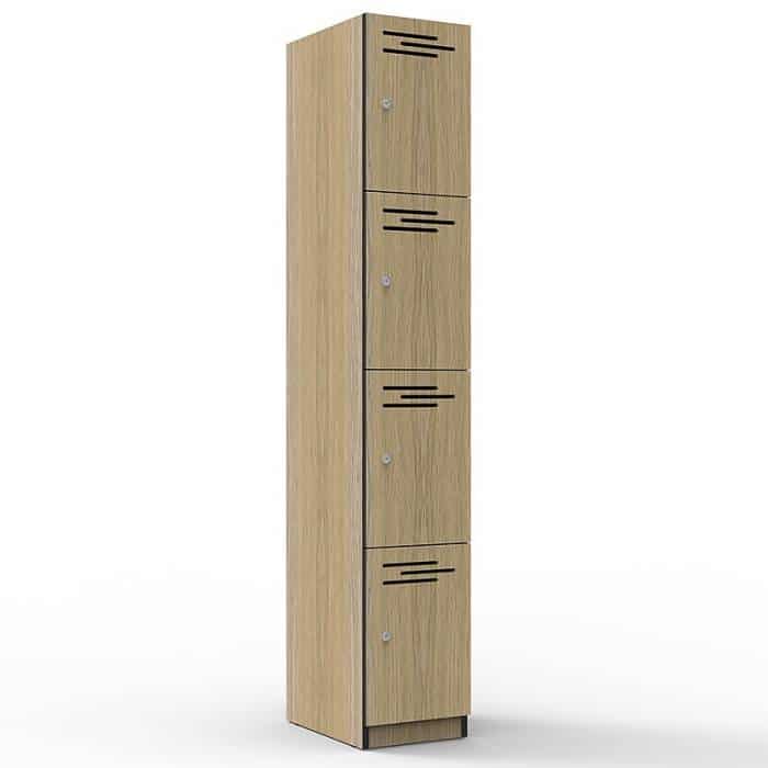 Elite Melamine Four Door Locker, Natural Oak