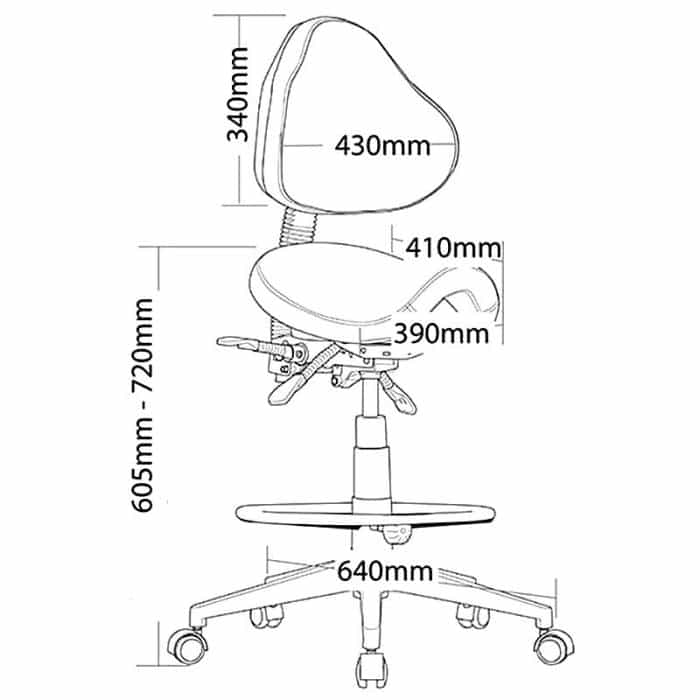 Flor Drafting Chair, Dimensions