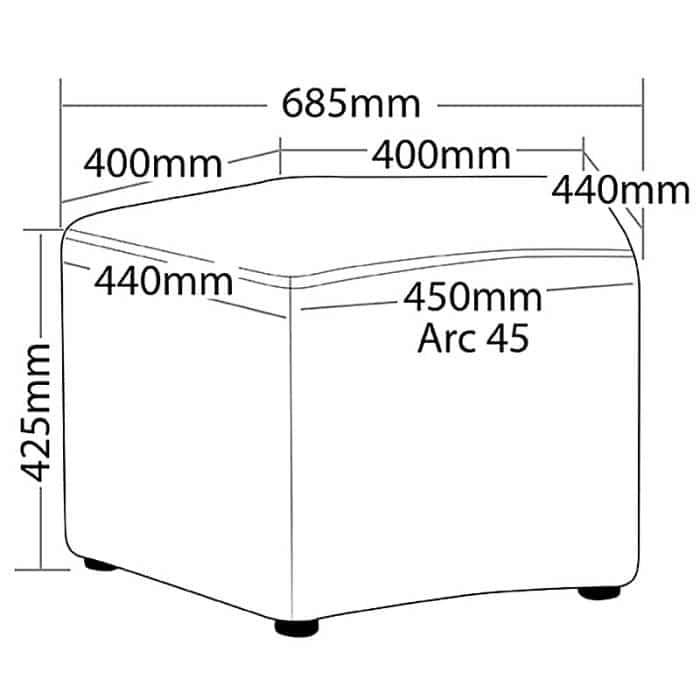 Fun Shape Ottoman, Dimensions