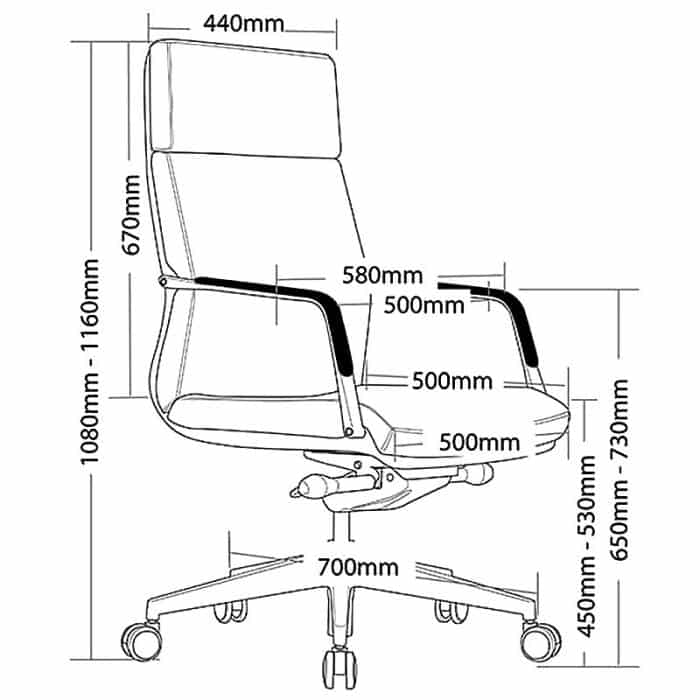 Sofia High Back Chair, Dimensions