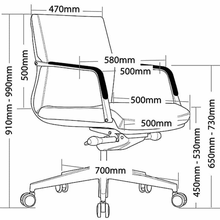 Sofia Low Back Chair, Dimensions