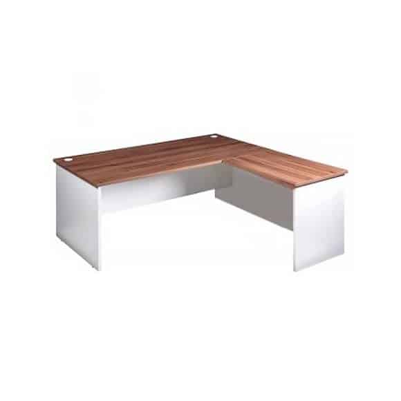 white desk with wooden top