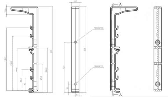 CAD Drawing - Dual Tier Cable Basket Bracket
