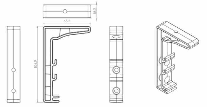 CAD Drawing - Single Tier Cable Basket Bracket