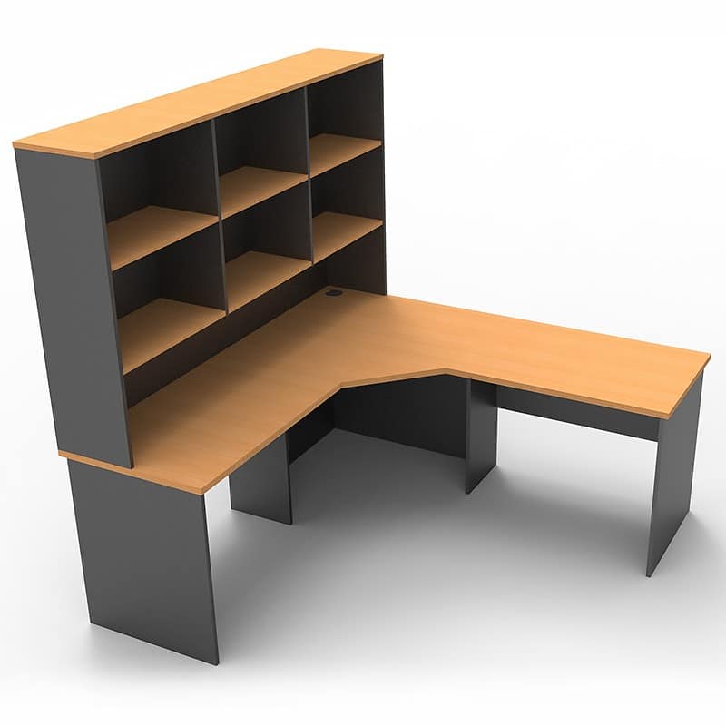 Function Corner Workstation Beech Or, Corner Office Desk With Bookcase