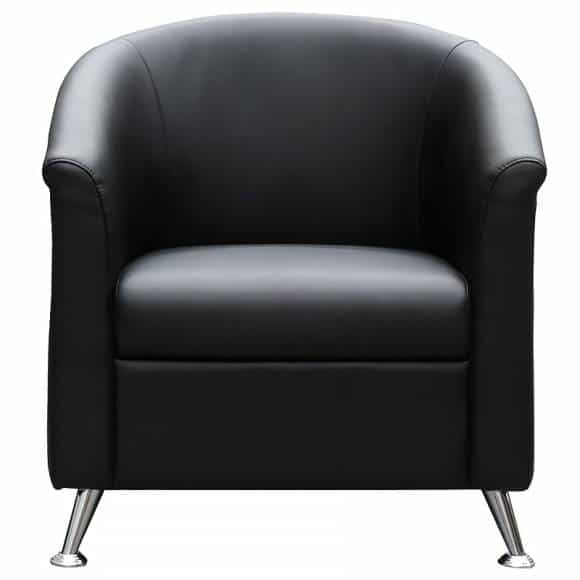 Black leather tub chair