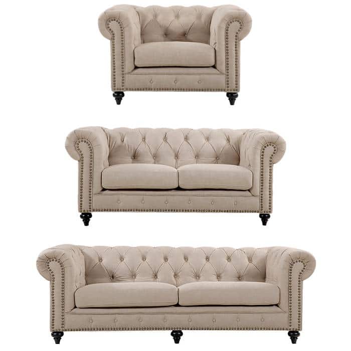 Linen Chesterfield Suite