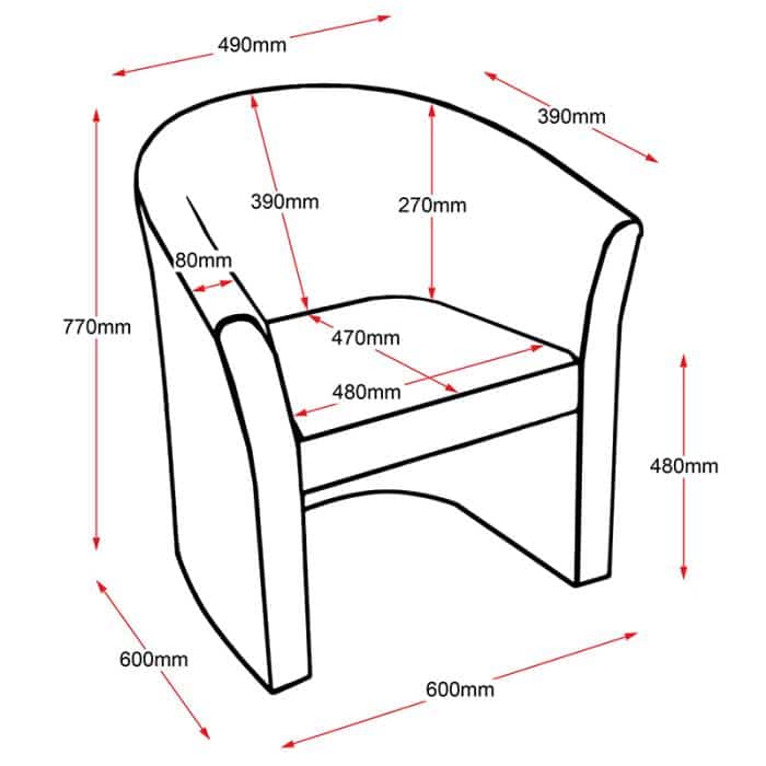 Fast Office Furniture - Sarina Tub Chair, Dimensions