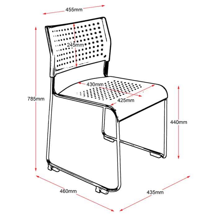 Fast Office Furniture - Tina Chair, no Arms, Dimensioned