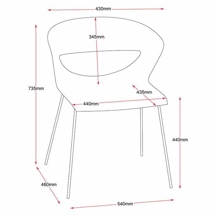 Fast Office Furniture - Angela Chair, Dimensions