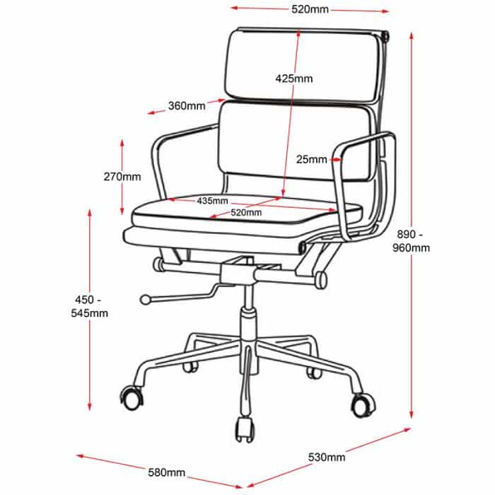 Fast Office Furniture - Chic Low Back Chair, Dimensions